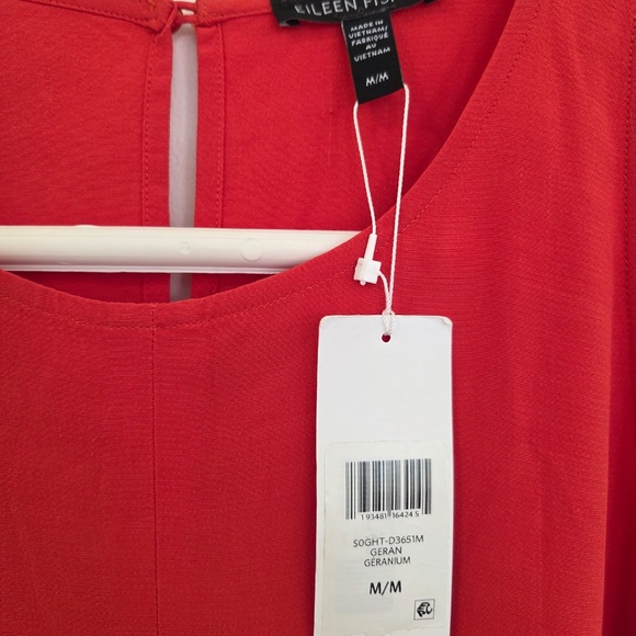 NWT Eileen Fisher M Red Maxi dress sleeveless slit summer wedding quest luxury - Picture 3 of 12